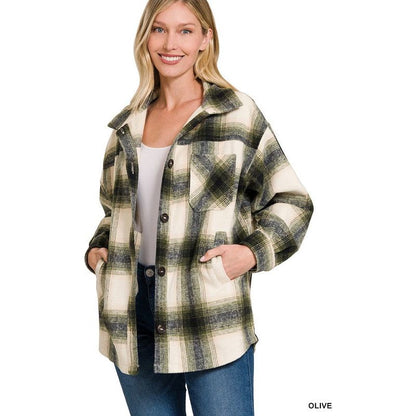 ZENANA Oversized Yarn Dyed Plaid Shacket