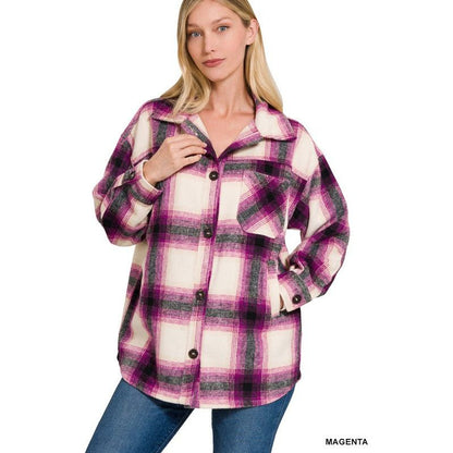 ZENANA Oversized Yarn Dyed Plaid Shacket