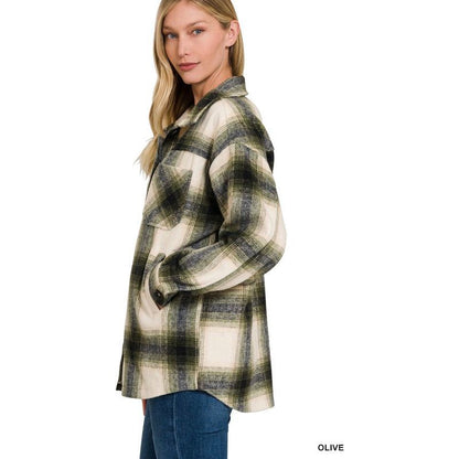 ZENANA Oversized Yarn Dyed Plaid Shacket