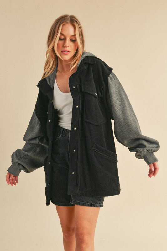 AEMI & Co. Hooded Irene Jacket with Snap Button