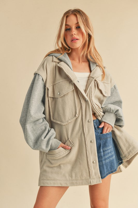 AEMI & Co. Hooded Irene Jacket with Snap Button