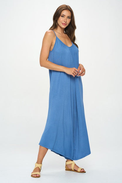 RENEE C. Blue Modal Spandex Soft Knit Jumpsuit