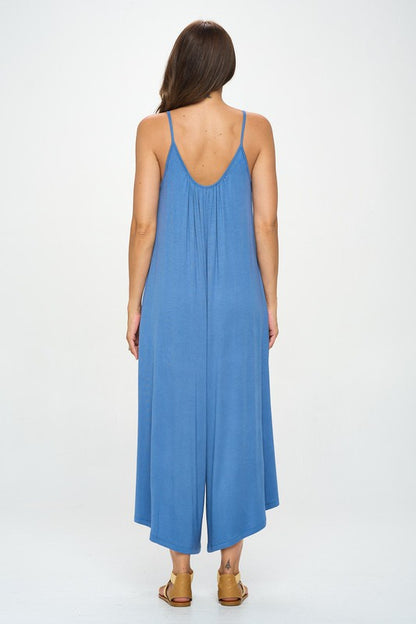 RENEE C. Blue Modal Spandex Soft Knit Jumpsuit