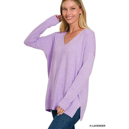 ZENANA Garment Dyed Front Seam Sweater