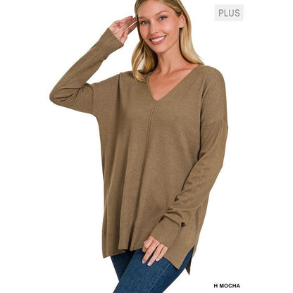 ZENANA Plus Garment Dyed Front Seam Sweater