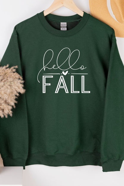 CALI "Hello Fall" Tiny Heart Graphic Sweatshirt