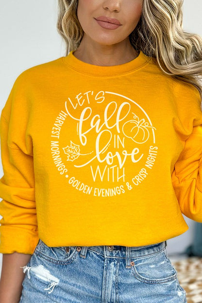 CALI "Lets Fall in Love With" Graphic Autunm Sweatshirt