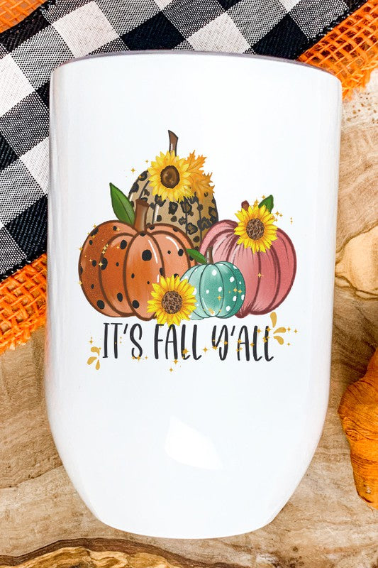 CALI "Its Fall Yall Pumpkins Sunflowers" Wine Cup