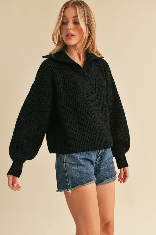 AEMI & Co. Chic Knit Danae Sweater with Balloon Sleeves