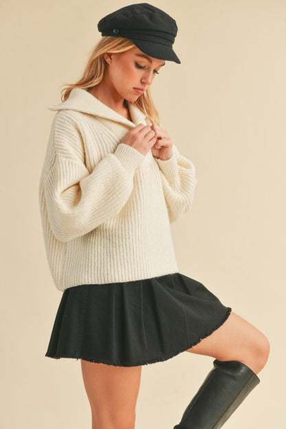 AEMI & Co. Chic Knit Danae Sweater with Balloon Sleeves