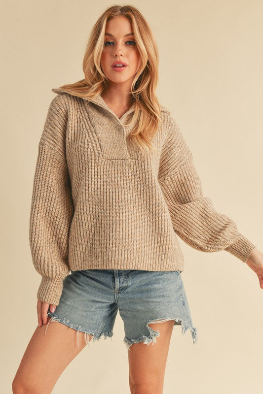 AEMI & Co. Chic Knit Danae Sweater with Balloon Sleeves