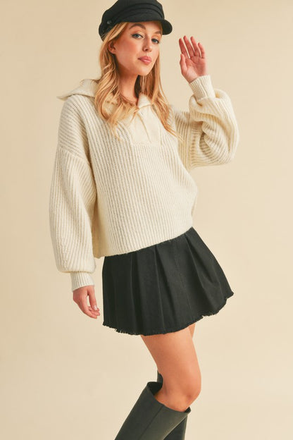 AEMI & Co. Chic Knit Danae Sweater with Balloon Sleeves