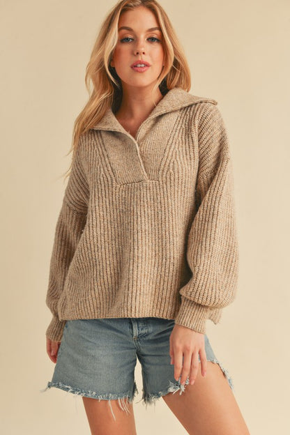 AEMI & Co. Chic Knit Danae Sweater with Balloon Sleeves