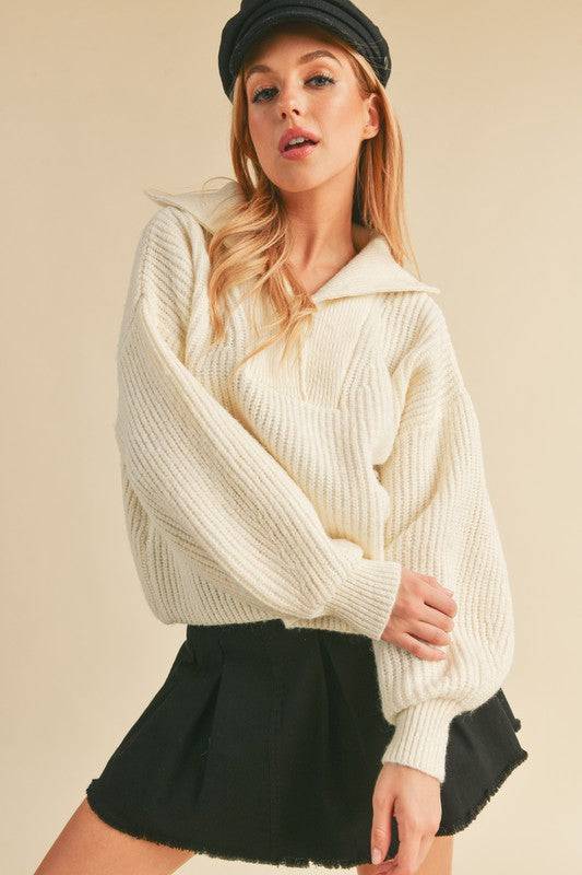 AEMI & Co. Chic Knit Danae Sweater with Balloon Sleeves