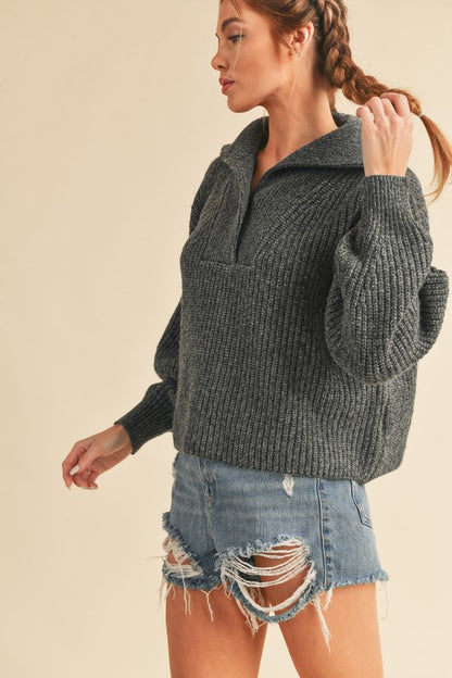 AEMI & Co. Chic Knit Danae Sweater with Balloon Sleeves