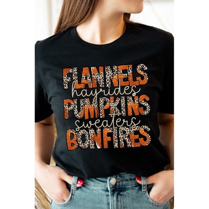 COLOR BEAR " Flannels, Pumpkins, Bonfire" Thanksgiving Fall Graphic T-shirt