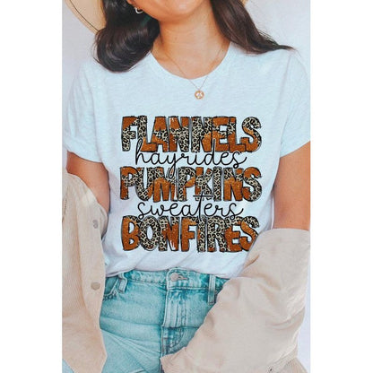 COLOR BEAR " Flannels, Pumpkins, Bonfire" Thanksgiving Fall Graphic T-shirt