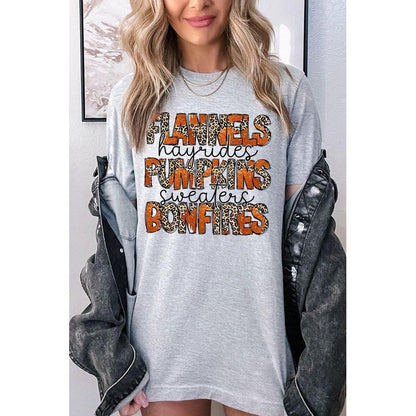 COLOR BEAR " Flannels, Pumpkins, Bonfire" Thanksgiving Fall Graphic T-shirt