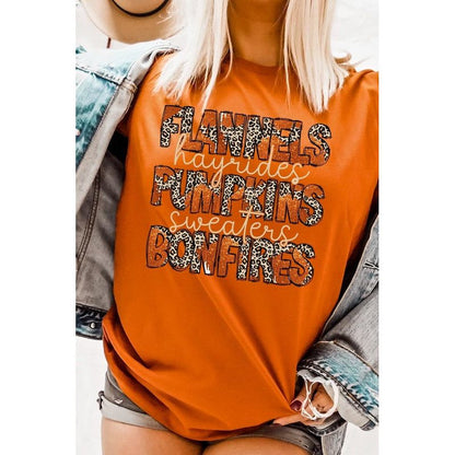 COLOR BEAR " Flannels, Pumpkins, Bonfire" Thanksgiving Fall Graphic T-shirt