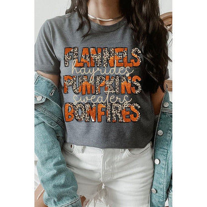 COLOR BEAR " Flannels, Pumpkins, Bonfire" Thanksgiving Fall Graphic T-shirt