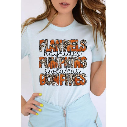 COLOR BEAR " Flannels, Pumpkins, Bonfire" Thanksgiving Fall Graphic T-shirt