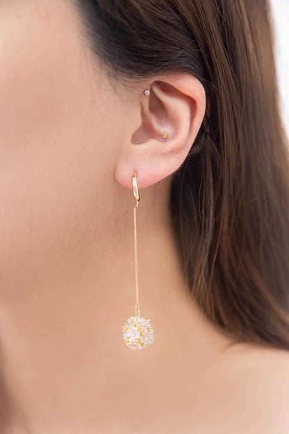 Lovoda's Floral Ball Drop Hoop Earrings