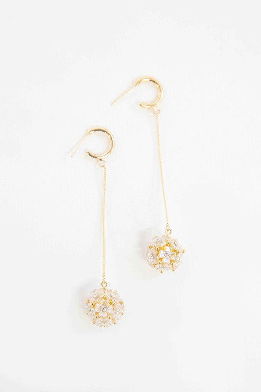 Lovoda's Floral Ball Drop Hoop Earrings