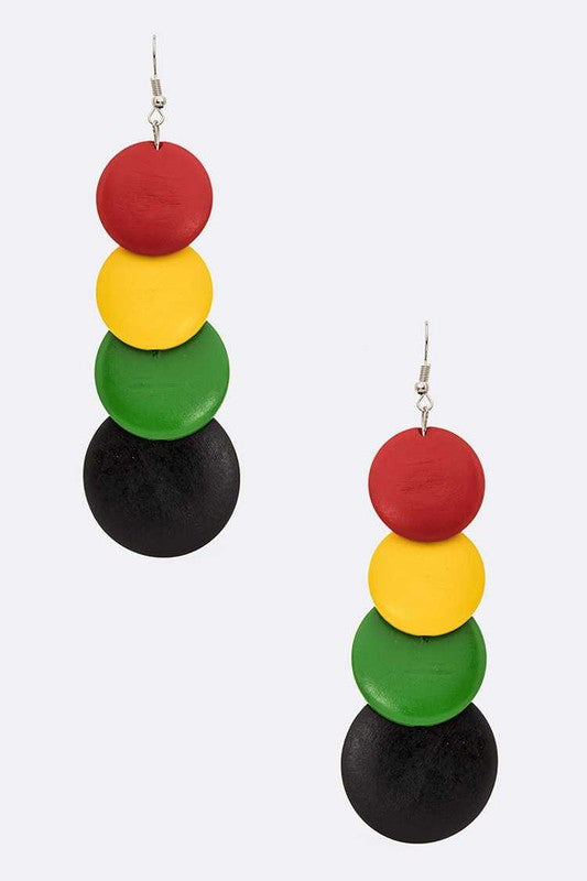 LA JEWELRY Wooden Circle Drop Earrings