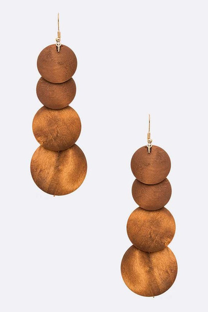 LA JEWELRY Wooden Circle Drop Earrings