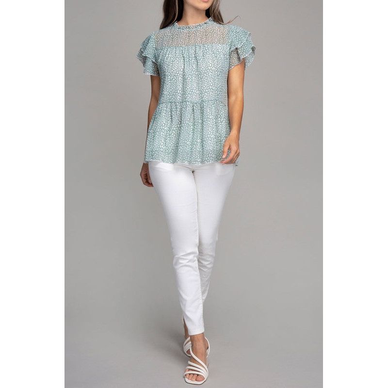 NUVI APPAREL Tiered chiffon blouse