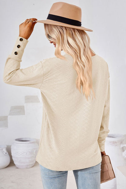 V-Neck Long Sleeve Blouse