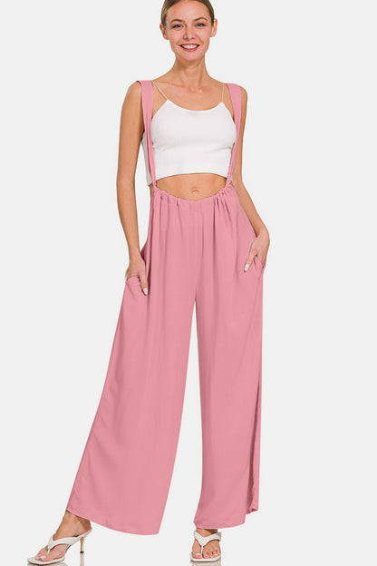 ZENANA Pocketed Wide Strap Wide Leg Overalls