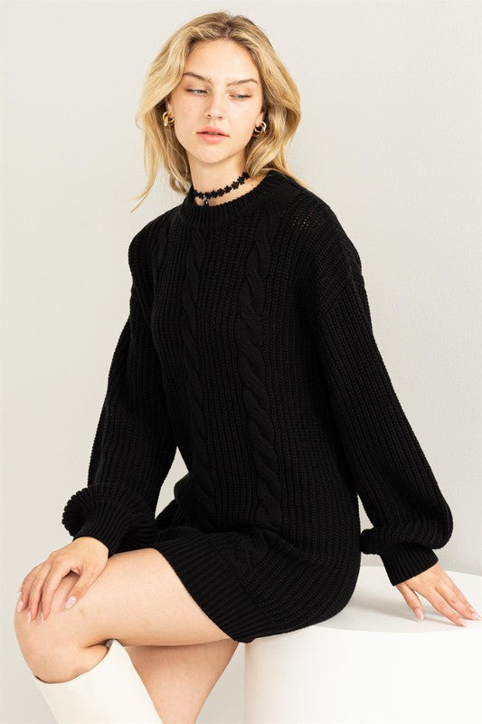 HYFVE Cable-Knit Ribbed Mini Sweater Dress