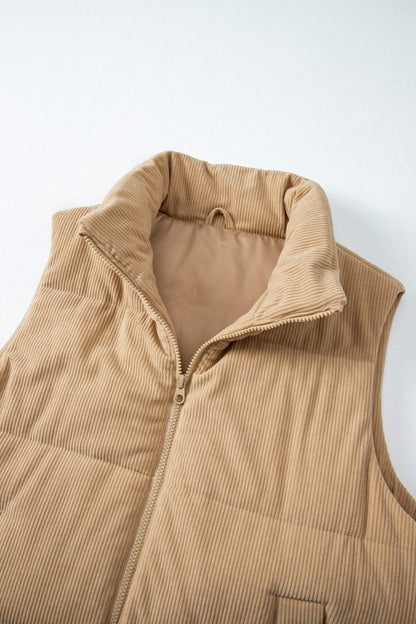 SYNZ Pocketed Zip Up Turtleneck Vest Coat