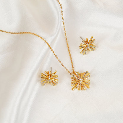 HC Starburst Gold-Plated Earrings and Necklace Set