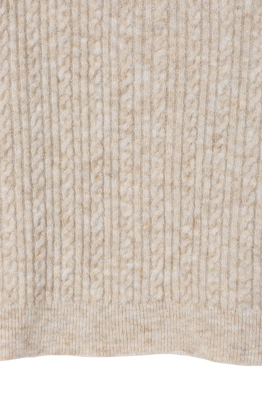 LILOU Beige Oversize cable Sweater