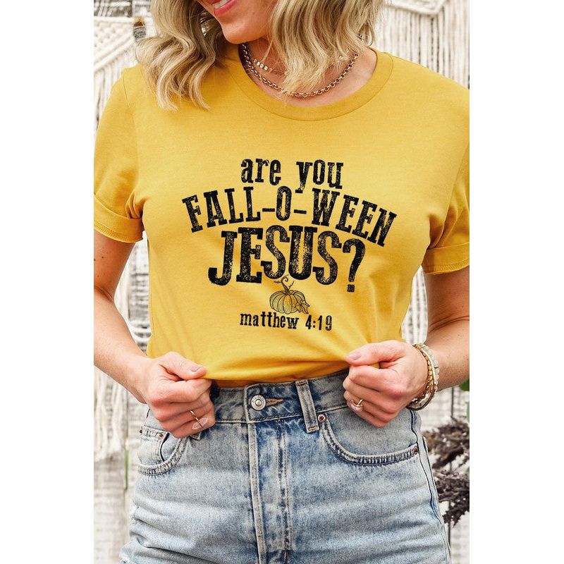 COLOR BEAR " Are you Fall-O-Ween Jesus" Christian Halloween Graphic Shirt