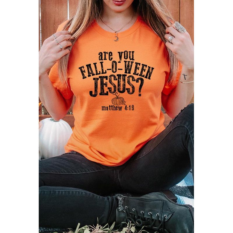 COLOR BEAR " Are you Fall-O-Ween Jesus" Christian Halloween Graphic Shirt