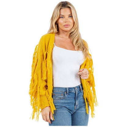 CLAUDE Tassel Open-front Cardigan Sweater