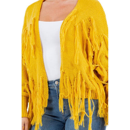 CLAUDE Tassel Open-front Cardigan Sweater