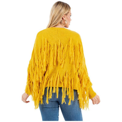 CLAUDE Tassel Open-front Cardigan Sweater