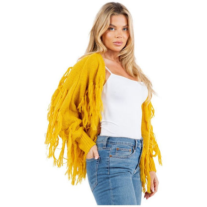 CLAUDE Tassel Open-front Cardigan Sweater