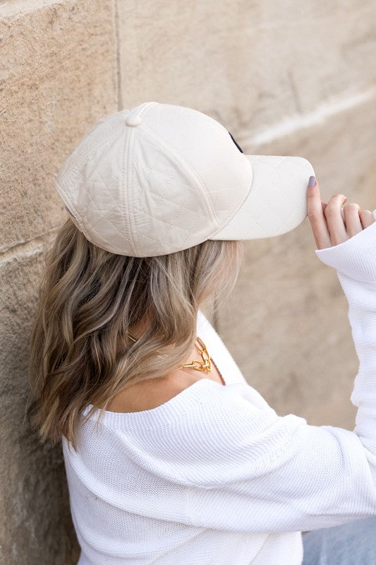 AILI'S CORNER Quilted Puffer Ball Cap