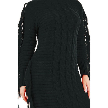 CLAUDE Black Tassel Sweater Dress