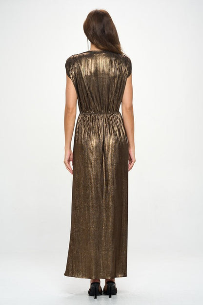 Renee C. Women's Bronze Sleeveless Metallic Maxi Evening Dress