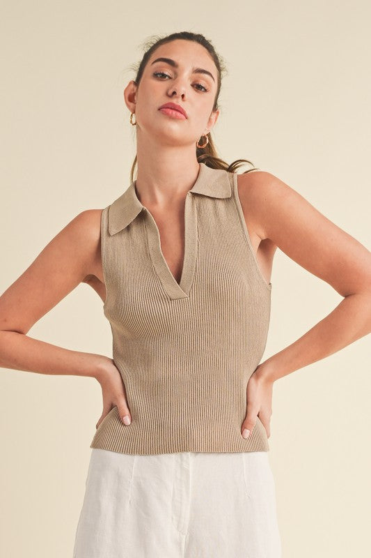 AEMI & Co. Gloria Henley Knit Sweater Tank