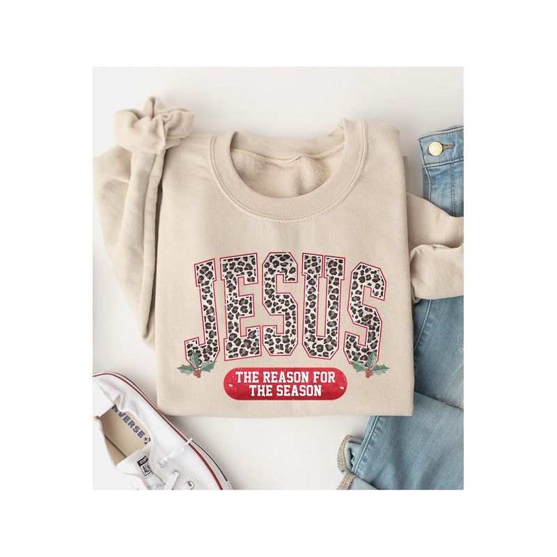 COLOR BEAR " JESUS, The Reason for season" Christmas Graphic Sweatshirt