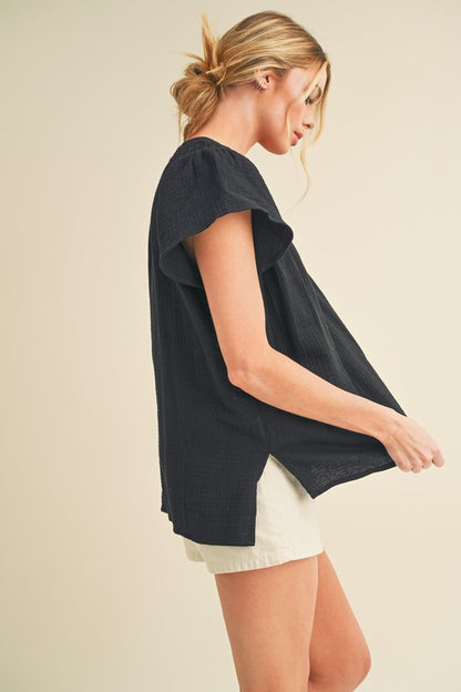 AEMI & Co. Thia Embroidered Short Sleeve Top