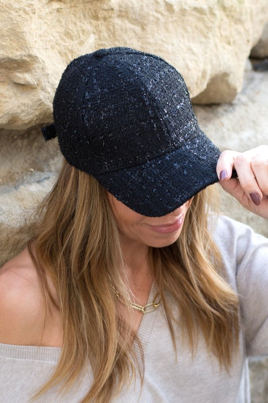 AILI'S CORNER Tweed Sparkle Ball Cap