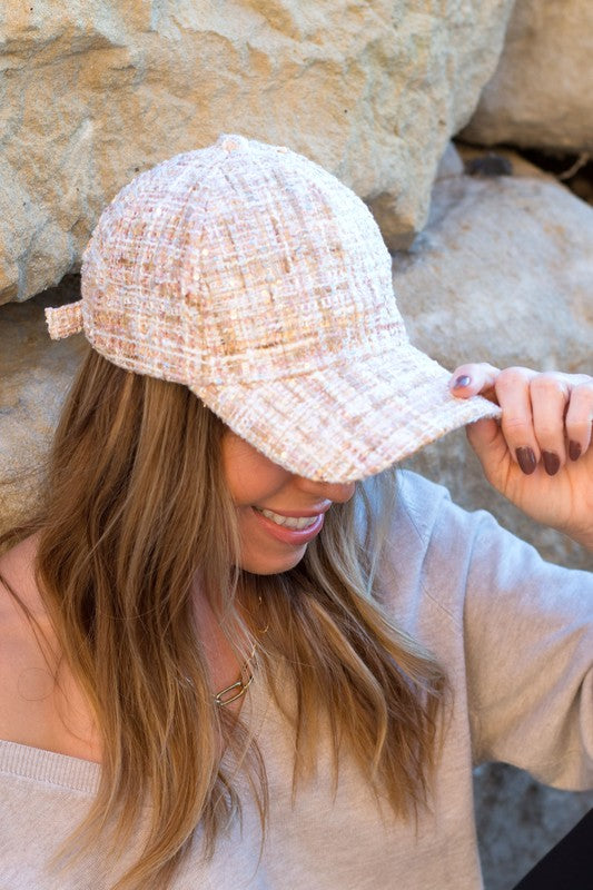 AILI'S CORNER Tweed Sparkle Ball Cap